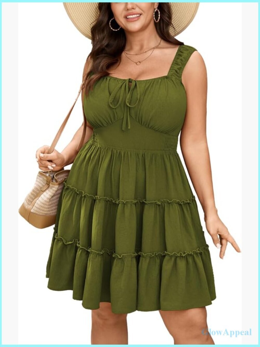 Plus Size Sleeveless Tie Front Mini Dress Summer Casual Smocked Curvy Tank Dress
